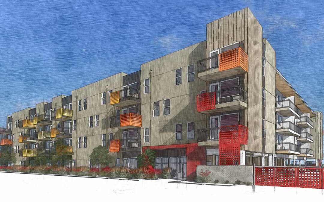Architectural rendering of The Iris apartments in San Diego California
